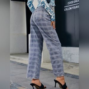 💚 3 for $25 NWOT Simplee Size Small Plaid Wide Leg Mom Jeans